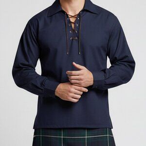 Men Cotton Shirt Navy Blue Beach Shirt For Summer Lightweight shirt